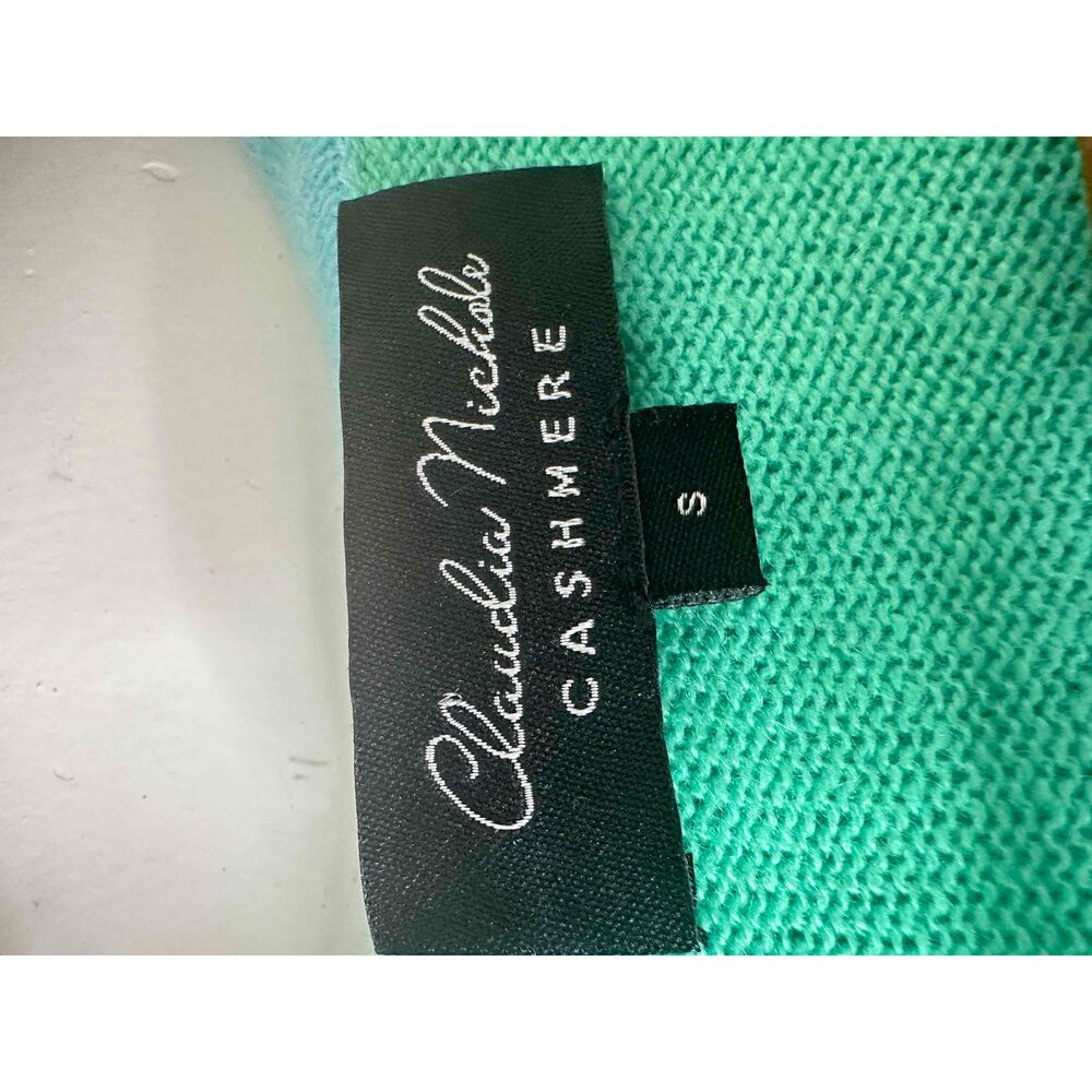 Claudia Nichole Cardigan Womens Size Small Blue Open Front Striped 100% Cashmere - Picture 2 of 9